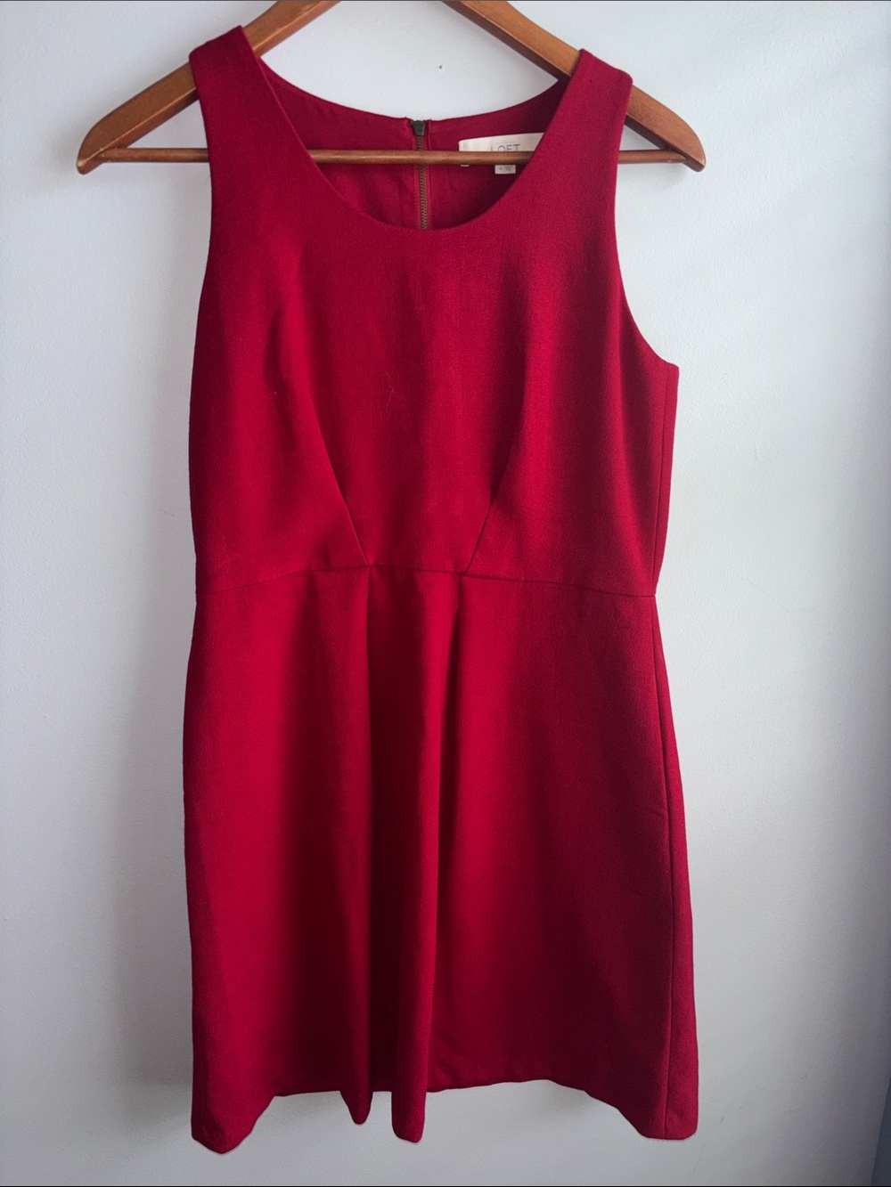 LOFT Sleeveless Cherry Red Fit-and-Flare Dress